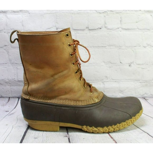 L.L. Bean Other - LL Bean Brown Leather Lace Up Ankle Duck Boots Size 14 Wide